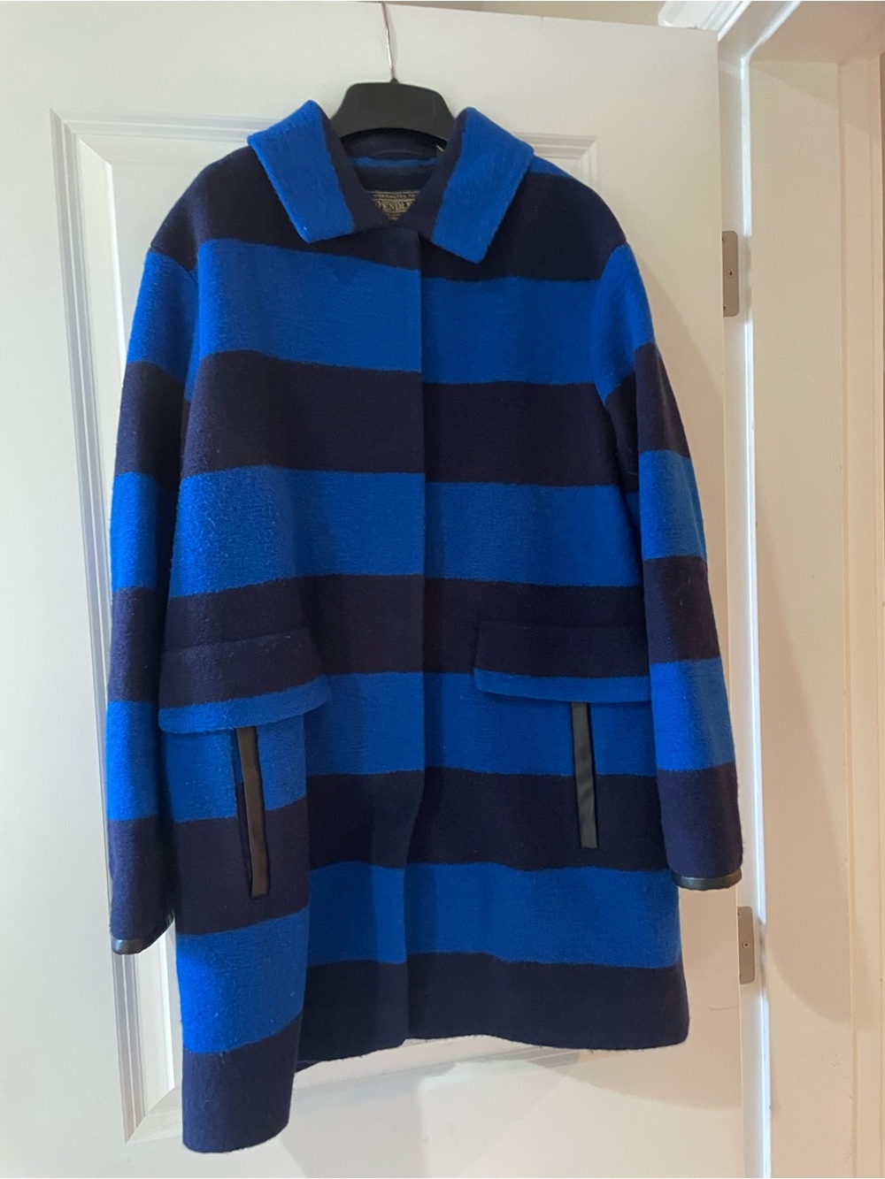 Pendleton Striped Blue & Navy Wool Coat
